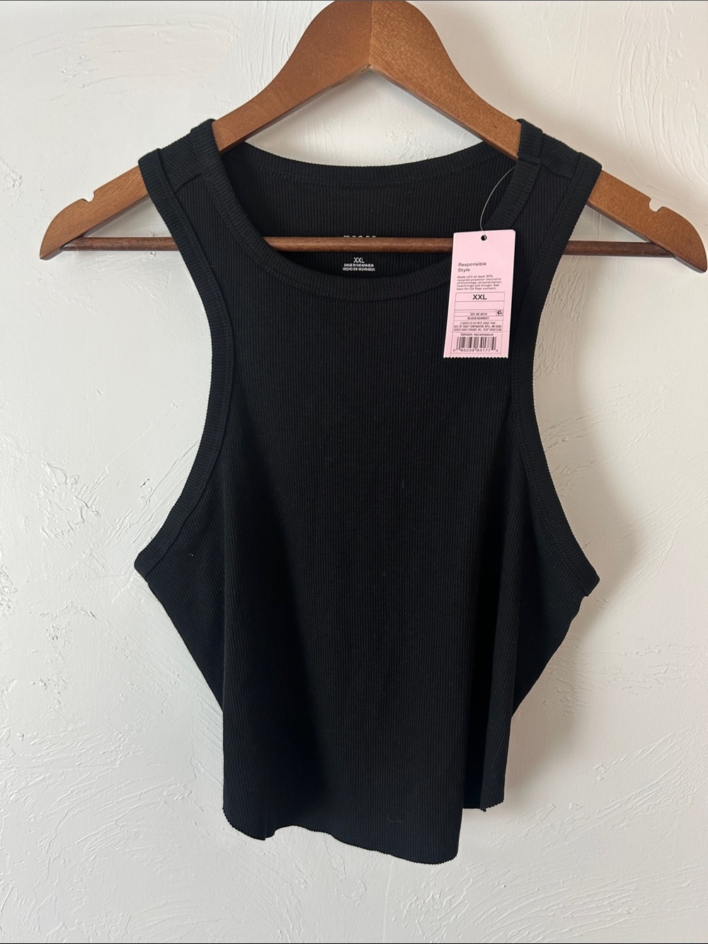 wild fable Black Cropped Ribbed Racer Back Tank Top